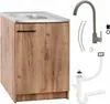 A kitchen sink cabinet with a faucet and plumbing accessories displayed separately. Náhľad obrázku produktu