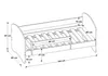 A technical drawing of a child's bed with dimensions indicated. Voir les images du produit