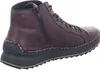 A single burgundy leather boot with black laces and a black sole, shown from the side and slightly from the back. Produktbild-Vorschau