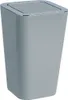 A studio shot of a gray trash can with a silver lid. Produktbild-Vorschau