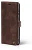A brown flip cover case for a smartphone, shown from the side. Produktbild-Vorschau