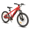A red electric mountain bike for children and teenagers is shown against a white background. Produktbild-Vorschau