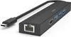 A black USB-C hub with multiple ports is shown against a white background. Produktbild-Vorschau
