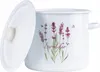 A white enamel pot with a lavender design and the word "Lavender" printed on it. The lid is partially open. Náhľad obrázku produktu