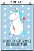 Mr. & Mrs. Panda Bild Einhorn Baby DIN A2 - Blau Pastell - Produktbild-Vorschau 1