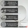 A satellite dish with feature callouts and a brand logo. Produktbild-Vorschau