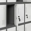 A close-up view of several white metal lockers, with one locker door open revealing the interior. Náhľad obrázku produktu