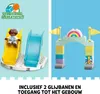 A split image showing a LEGO DUPLO playground scene on the left and a LEGO DUPLO archway on the right, with text at the bottom. Podgląd zdjęcia produktu