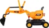 A yellow and black toy excavator with a black bucket and yellow wheels, shown from a side view against a white background. Náhľad obrázku produktu