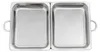 A top-down view of a double compartment stainless steel chafing dish. Náhled obrázku produktu