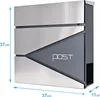 A modern, silver and gray mailbox with the word "POST" printed on it. Produktbild-Vorschau