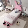 Letto imbottito 90x200, con due sgabelli, LED, orecchie da Anteprima dell’immagine prodotto 4