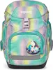 A children's backpack with a colorful bubble pattern and a unicorn graphic. Podgląd zdjęcia produktu