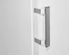 A close-up of a modern, brushed metal door handle mounted on a white door. Produktbild-Vorschau