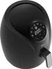 A black air fryer is shown from a slightly elevated angle against a white background. Produktbild-Vorschau