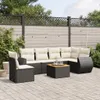 7-tlg. Garten-Sofagarnitur mit Kissen Schwarz Poly Rattan Produktbild-Vorschau 1