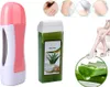 A collage of images showing a waxing kit, including a wax warmer, a wax cartridge, and images of skin and aloe vera. Produktbild-Vorschau