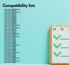 A list of compatible Canon Pixma printer models is displayed on a light blue background, next to a stylized notepad with checkmarks. Produktbild-Vorschau