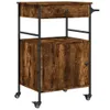 vidaXL Kuchynský vozík údený dub 56x43x89,5 cm materiál na Náhľad obrázku produktu 1