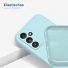 A close-up of a light blue phone case, showing the camera cutout and the soft interior lining. Produktbild-Vorschau