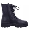 A black leather lace-up boot with a side zipper, shown from the side against a white background. Produktbild-Vorschau