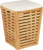 A product shot of a bamboo laundry hamper with a white seat cushion on top. Anteprima dell’immagine prodotto