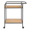 A two-tiered serving cart with a black metal frame and wood-effect shelves. Anteprima dell’immagine prodotto