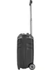 A side view of a black rolling suitcase with a silver telescopic handle extended. Produktbild-Vorschau