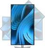 A monitor is shown in a vertical orientation, with ghosted images of the monitor in different tilted positions around it. Produktbild-Vorschau