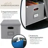 Collage of images showing a grey fabric storage box with a lid, and a close-up of the inside of a storage unit with hanging files. Anteprima dell’immagine prodotto