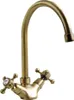 A bronze-colored kitchen faucet with two cross-shaped handles. Produktbild-Vorschau