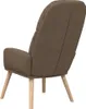 A brown fabric armchair with wooden legs, shown from the back. Náhľad obrázku produktu