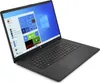 A black HP laptop is shown from a diagonal angle, with the screen displaying the Windows 11 operating system and various application icons. Produktbild-Vorschau
