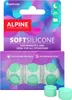 A box of Alpine SoftSilicone earplugs with a clear plastic window showing the earplugs inside. Voir les images du produit