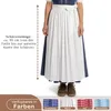 Dirndlschürze ca. 90 cm lang von Taille bis Kante. Unten Text „Verfügbares in Farben“: Dunkelblau, Weiss, Rot, Himmelblau. Produktbild-Vorschau