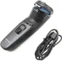 A black and gray electric shaver with a charging cable on a white background. Podgląd zdjęcia produktu