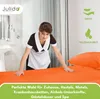 A hotel maid making a bed with orange bedding. Produktbild-Vorschau