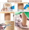 Collage of images showing steps for repairing a cat scratching post with sisal rope. Produktbild-Vorschau