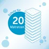 Illustration showing a stack of mattresses and a circular graphic with text. Produktbild-Vorschau