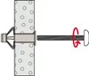 An illustration showing how to install a hollow wall anchor. Produktbild-Vorschau
