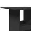 A close-up view of a black bar table with shelves. Produktbild-Vorschau