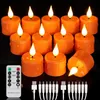 LED čajové svíčky, dobíjecí, sada 12 kusů, oranžové Náhled obrázku produktu 1
