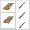 A collage of five images showing different angles and details of wood-look plastic panels. Produktbild-Vorschau