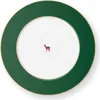 A single plate with a green rim and a white center featuring a small illustration of a deer. Produktbild-Vorschau