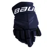 A close-up, studio shot of a navy blue hockey glove with the Bauer logo on the cuff. Podgląd zdjęcia produktu