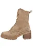 A side view of a beige lace-up boot with a block heel. Produktbild-Vorschau