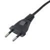 A close-up shot of a black power cord with a two-pin European plug. Produktbild-Vorschau