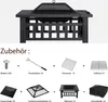A product image showing a fire pit and its accessories with German text labels. Anteprima dell’immagine prodotto