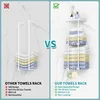 A comparison image showing two towel racks, one labeled 'Other Towels Rack' with a red X and the other labeled 'Our Towels Rack' with a green checkmark. Produktbild-Vorschau