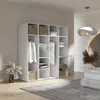 Kleiderschrank, Drehtürenschrank Schwarz mit Ablageflächen und Kleiderstangen Breite 200 cm Produktbild-Vorschau